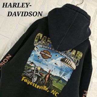 ハーレーダビッドソン(Harley Davidson)のハーレーダビットソン ビッグプリント ジップアップパーカー(パーカー)