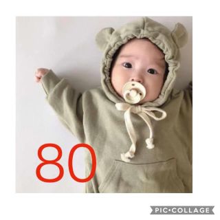 ロンパース  くま耳　ねずみ　フード　ロンパース  80 gap zara(ロンパース)
