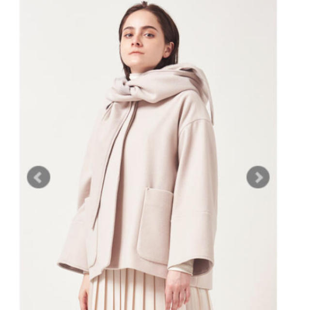yori 2019AW リボンフードショートコート 36 クリーム