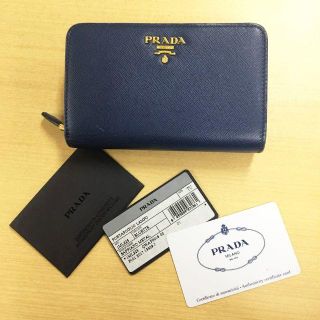 プラダ(PRADA)のプラダ  財布 二つ折り ネイビー ギャランティカード (90016096)(財布)