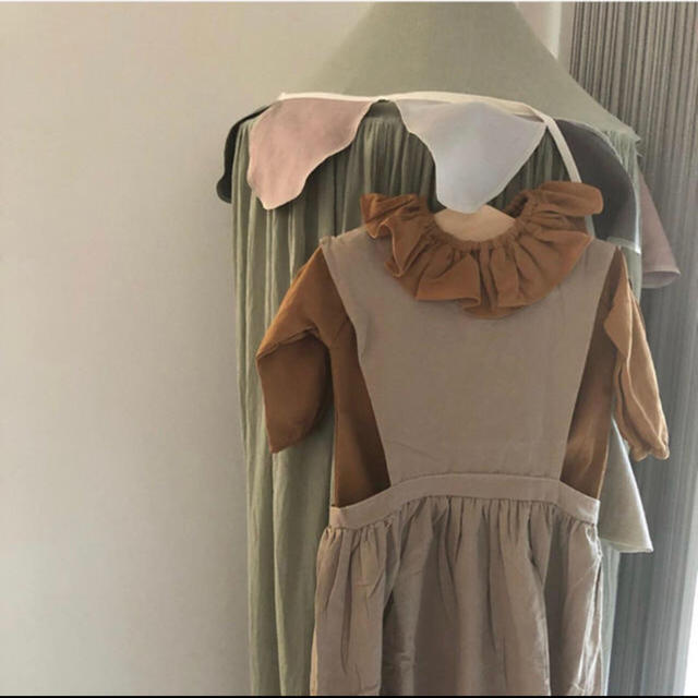 値下げしました!韓国子供服 女の子 襟 フリルブラウス キャメル 120