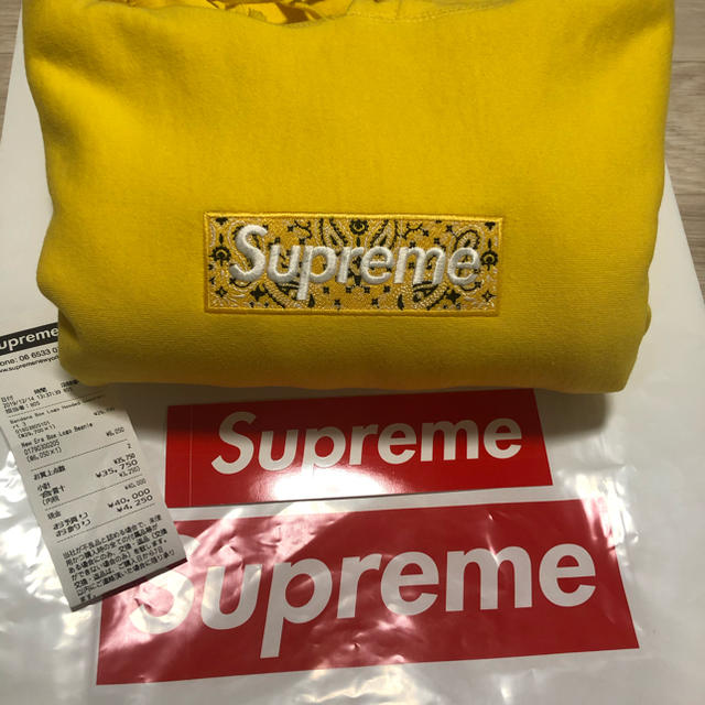 supreme box logo hooded sweatshirt黄色　M