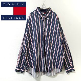 トミーヒルフィガー(TOMMY HILFIGER)の90s TOMMY HILFIGER マルチカラー ストライプ シャツ XL(シャツ)