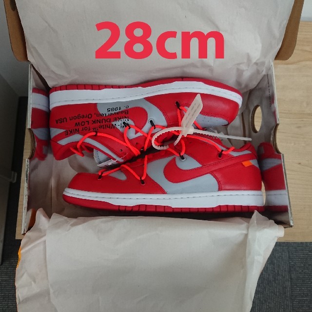 NIKE(ナイキ)の新品 28cm OFF-WHITE × NIKE DUNK LOW Red 赤 メンズの靴/シューズ(スニーカー)の商品写真