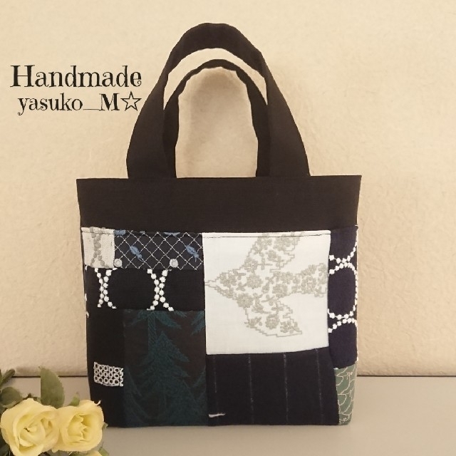 M☆ミナペルホネン トートバッグHandmade刺繍生地パッチワーク【44】