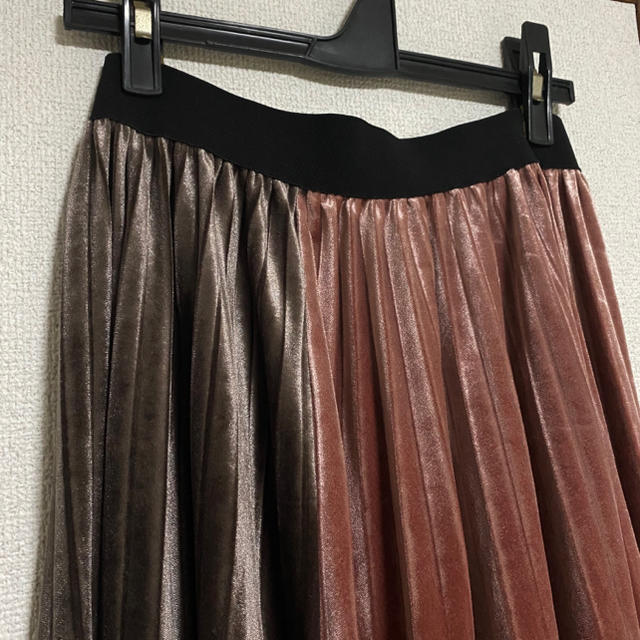 GRL(グレイル)の新品・GAL バイカラー ベロア プリーツ ロングスカート(F) レディースのスカート(ロングスカート)の商品写真