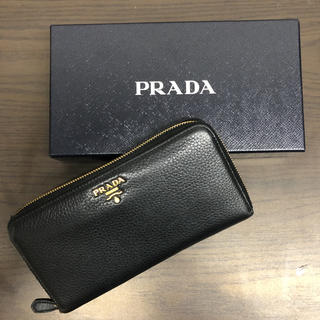 プラダ(PRADA)のPRADA プラダ　長財布　ラウンドジップ　ブラック(長財布)