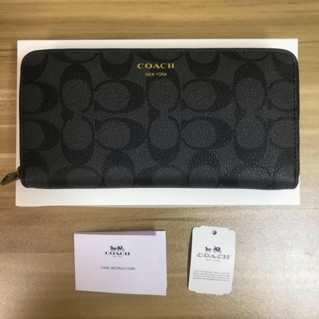 COACH シグネチャー ラウンドファスナー 男女兼用 長財布 ブラック