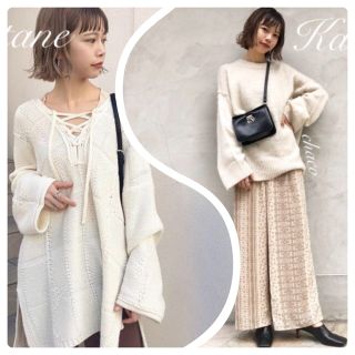 カスタネ(Kastane)の冬新作❄️¥7150【Kastane】チェックジャガード編み上げニット (ニット/セーター)