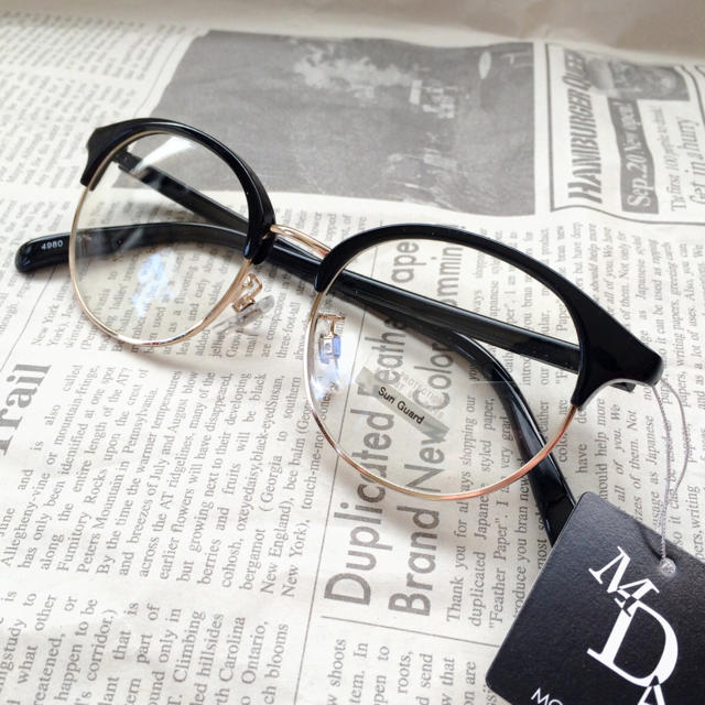 ハーフリム伊達メガネ/ブラック レディースのファッション小物(サングラス/メガネ)の商品写真