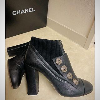 シャネル(CHANEL)の♥︎シャネル　ブーツ　ニットコンビ☆美品　37C(ブーツ)