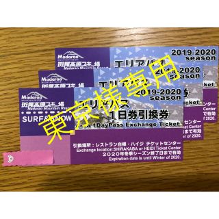 斑尾高原スキー場　エリアパス１日券引換券☆３枚(スキー場)