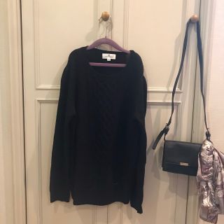 クレージュ(Courreges)の週末値下🎠courreges黒オーバーサイズリブニットロゴ古着vintage(ニット/セーター)