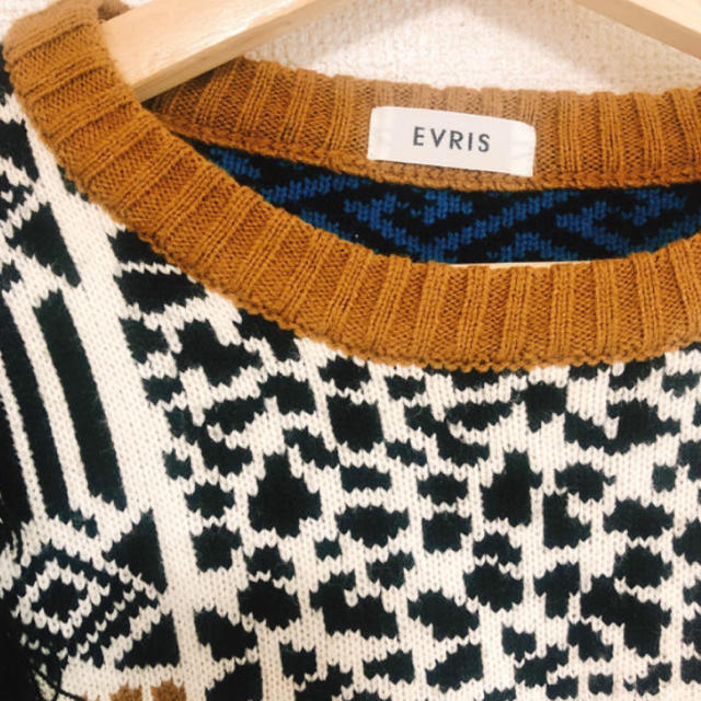 EVRIS(エヴリス)のEVRIS  ネイティブブロッキングフリンジニット レディースのトップス(ニット/セーター)の商品写真
