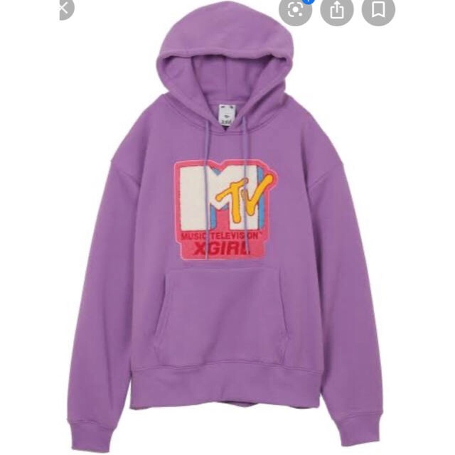 X-GIRL x MTV SWEAT HOODIE コラボ パーカー パープル