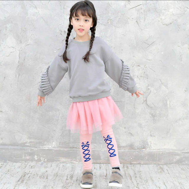 韓国子供服 Bee プリントレースアップ ◇レギンス付きスカート◇ キッズ/ベビー/マタニティのキッズ服女の子用(90cm~)(スカート)の商品写真