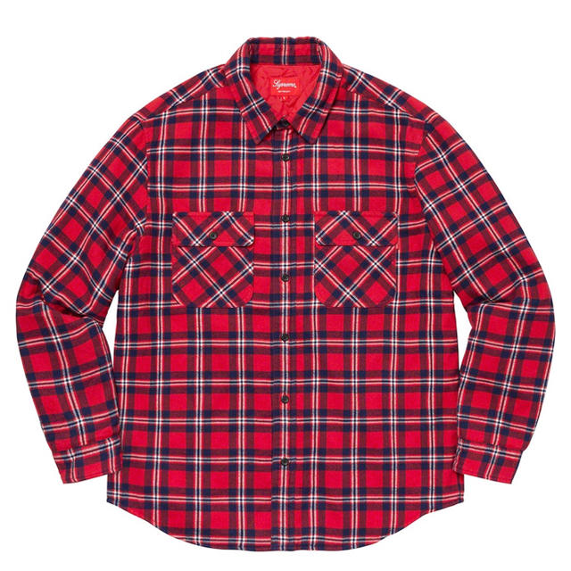 supreme Arc Logo Quilted Flannel Shirt 1