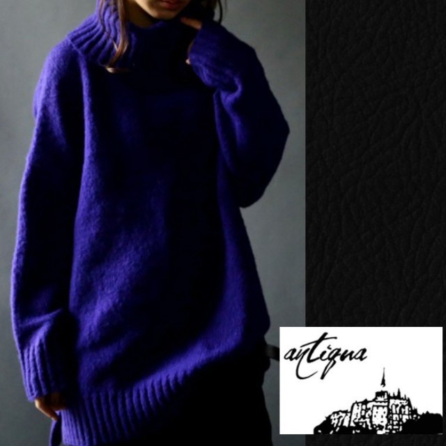 antiqua(アンティカ)のantiqua アンティカ タートルネック ニット セーター パープル ロング丈 レディースのトップス(ニット/セーター)の商品写真
