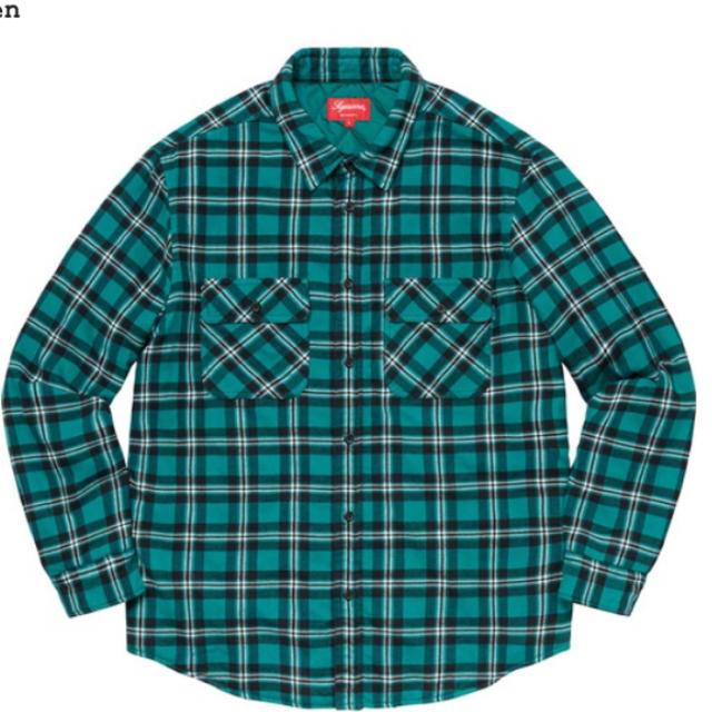 M green supreme tartan flannel shirt 緑