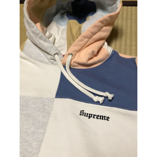 S supreme  patchwork hooded sweatshirt