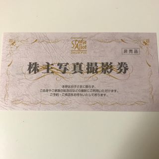 スタジオアリス 株主写真撮影券(その他)