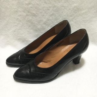 バーバリー(BURBERRY)の美品 22.5cm Burberry バーバリー パンプス 黒トラッド(ハイヒール/パンプス)