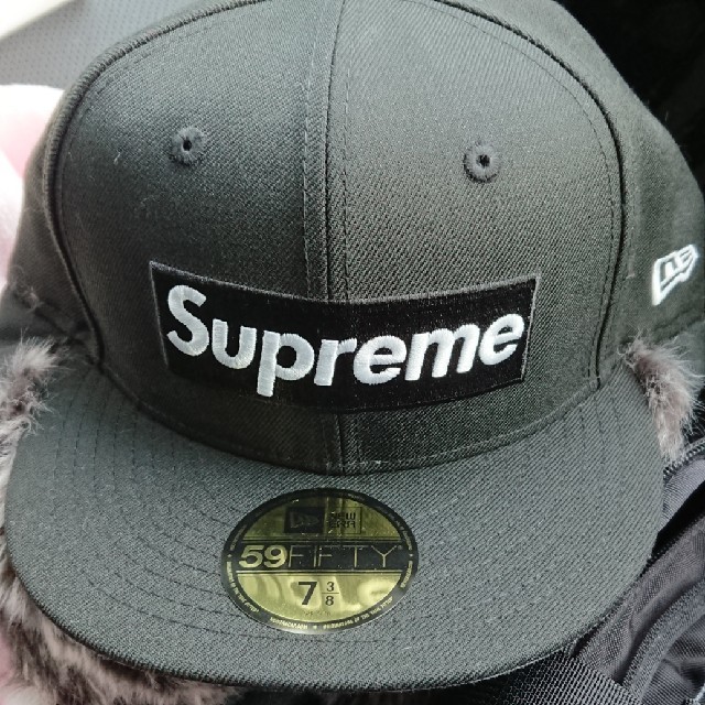 Supreme Earflap New Era black 7 8/3帽子