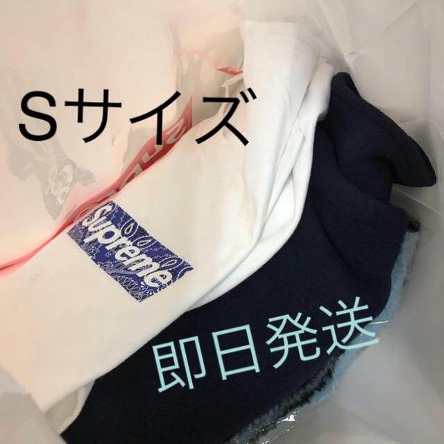 Supreme box logo white tee S bandanaメンズ