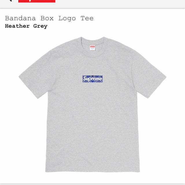 サイズXL Supreme Bandana Box Logo Tee グレー