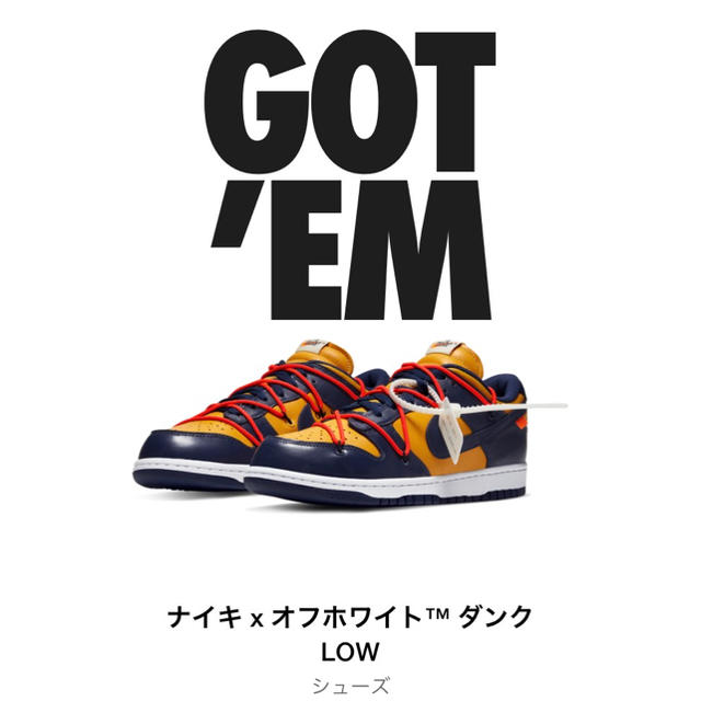 NIKE×off-whiteダンクLOW 27センチスニーカー