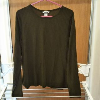 エイチアンドエム(H&M)のH＆M  カーキ  カットソー  Ｌサイズ  (カットソー(長袖/七分))