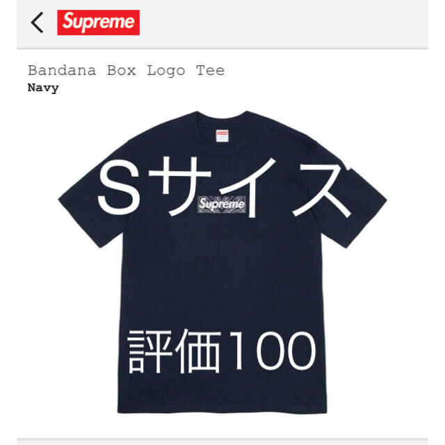 メンズSサイズ　Bandana Box Logo Tee ネイビー