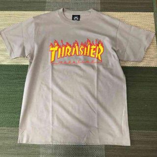 スラッシャー(THRASHER)のTHRASHER スラッシャー Tシャツ フレイムロゴ ベージュ Mサイズ(Tシャツ/カットソー(半袖/袖なし))