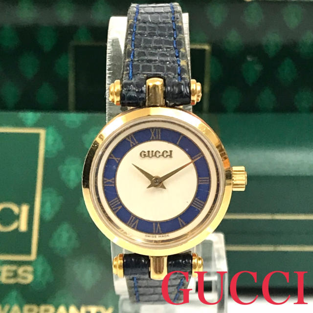 Gucci - GUCCI グッチ 腕時計 シェリー 金具 ヴィンテージ 青クォーツ式 保証書付の通販 by ブランドshop