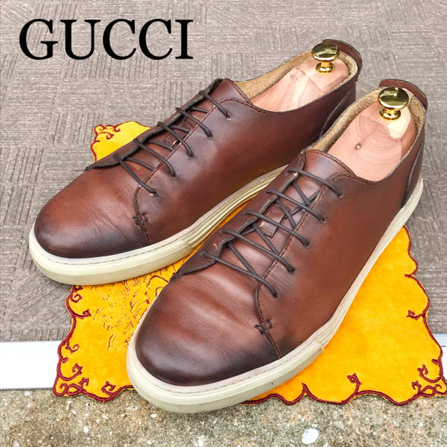 Gucci - 【GUCCI】グッチ レザースニーカー 約28.0cm メンズ スニーカー 革靴の通販 by 黒猫 の靴屋