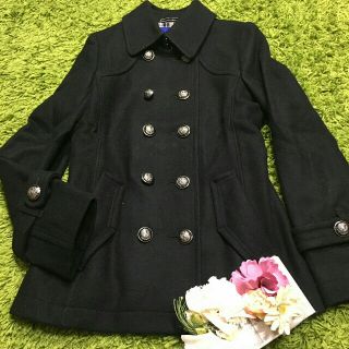 バーバリーブルーレーベル(BURBERRY BLUE LABEL)のburberryバーバリーブルーレーベル　レディベーシックコート黒(ピーコート)