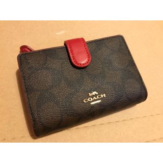 コーチ(COACH)の最終値下げ COACH二つ折り財布 ブラウン×トゥールレッド赤 (財布)