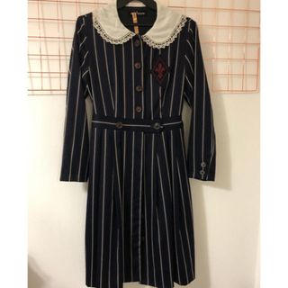 ジェーンマープル(JaneMarple)のcollege stripe dormitory onepiece ストライプ(ひざ丈ワンピース)