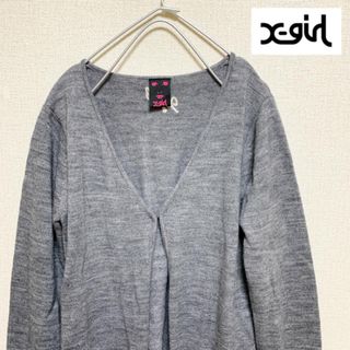 エックスガール(X-girl)の【美品】SOLID KNIT LONG JACKET 1(カーディガン)