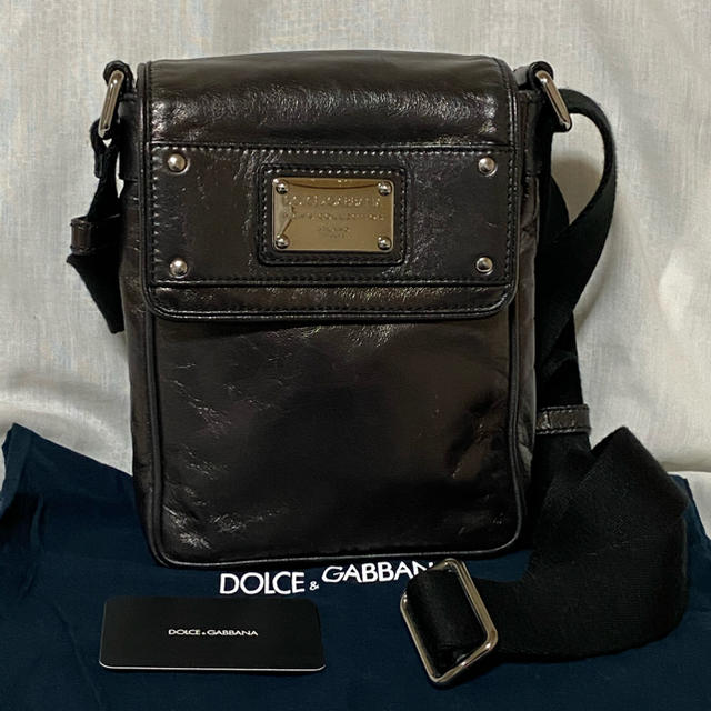 本物 正規品 DOLCE&GABBANA メンズ レザー ショルダーバック 黒ショルダーバッグ