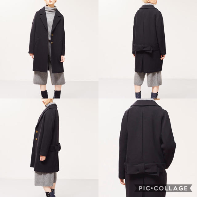 美品 ランバンオンブルー バックリボン チェスター コート ドロップ
