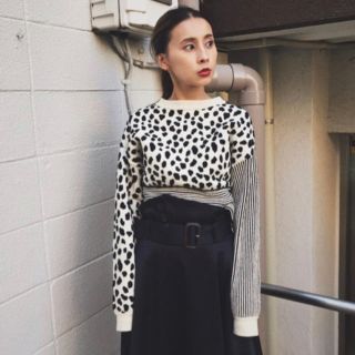 アメリヴィンテージ(Ameri VINTAGE)のMINI DALMATIAN MIX KNIT TOP(ニット/セーター)