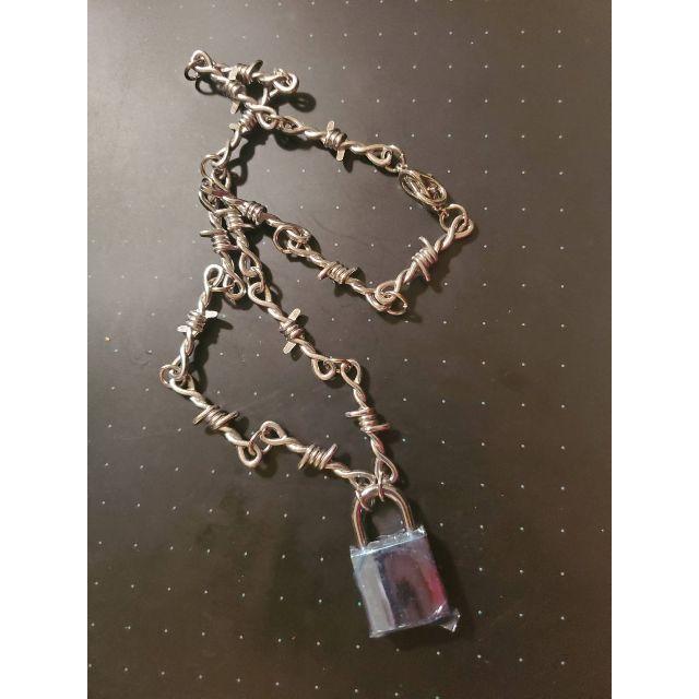 Barbed wire & padlock necklace