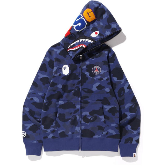 BAPE PSG CAMO SHARK FULL ZIP HOODIE (L)