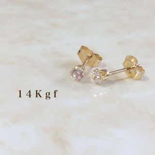 イエナ(IENA)の14kgf／K14gf 一粒ダイヤCZピアス／一粒ダイヤピアス 3ミリ(ピアス)