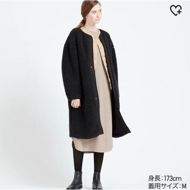 UNIQLO(ユニクロ)のボアフリースノーカラーコート レディースのジャケット/アウター(ノーカラージャケット)の商品写真