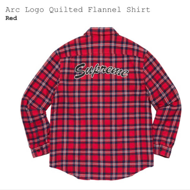 Supreme Arc Logo Quilted Flannel Shirt 赤