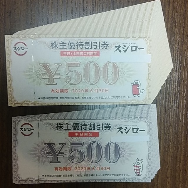 スシロー 株主優待券 20000円分(500円×40枚) - notariarosaliamejia.com