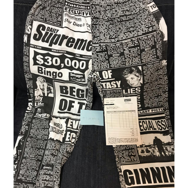 supreme newsprint skate pant black m
