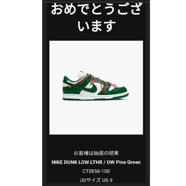 OFF-WHITE - NIKE DUNK LOW LTHR / OW Pine Green
